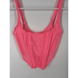 Urban Outfitters Out From Under LoveStruck HotPink Lace Corset Top Coquette Sexy